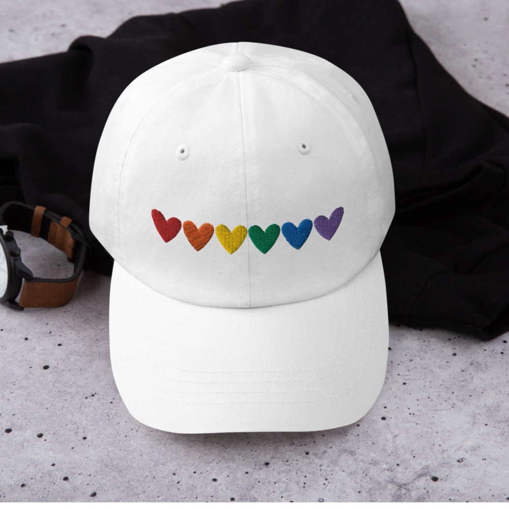 Rainbow Pride Hearts | Pride Dad Hat, Baseball Cap, LGBT Ball Cap, Pride Month